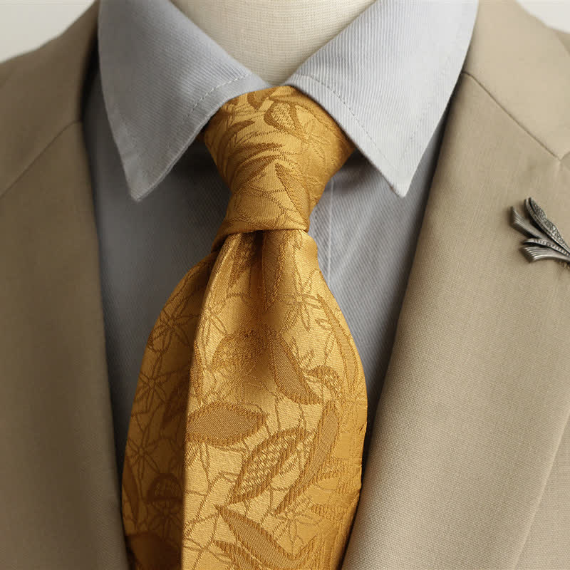 Men's Casual Floral Jacquard Leaves Pattern Necktie - Image 6
