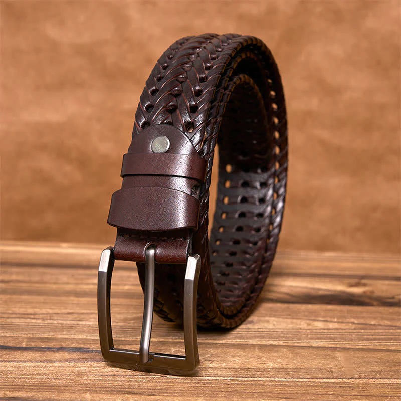 Men's Casual Handwoven Braided Leather Belt - Image 11
