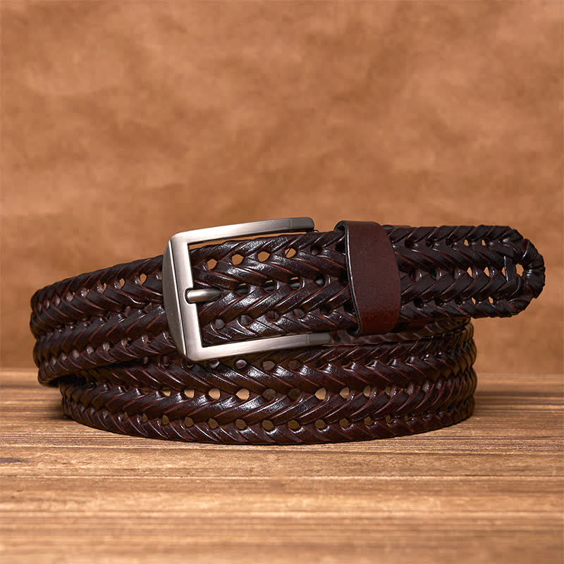 Men's Casual Handwoven Braided Leather Belt - Image 12
