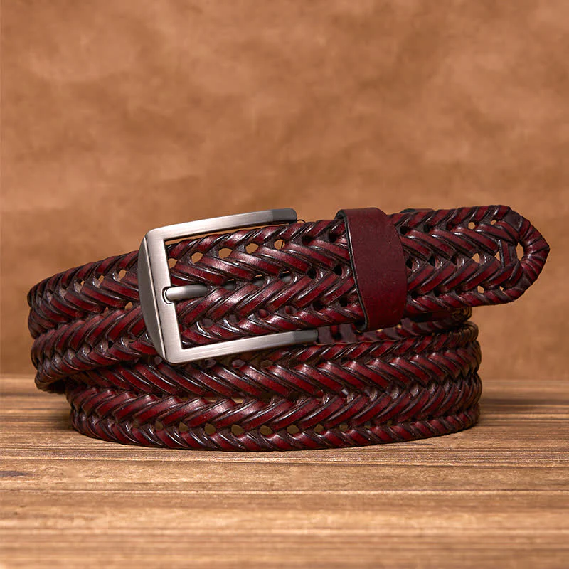 Men's Casual Handwoven Braided Leather Belt - Image 17