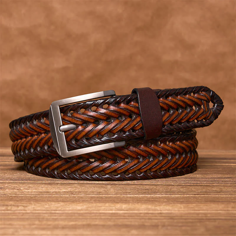 Men's Casual Handwoven Braided Leather Belt - Image 22