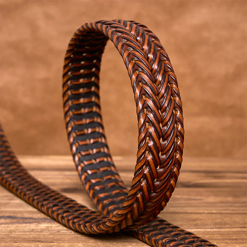 Men's Casual Handwoven Braided Leather Belt - Image 5