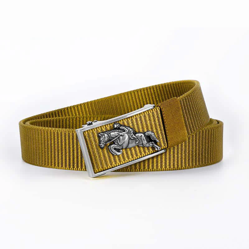 Men's Casual Horse Riding Automatic Buckle Nylon Belt - Image 19