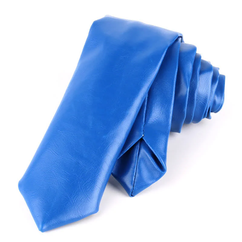 Men's Casual Narrow PU Leather Necktie - Image 8