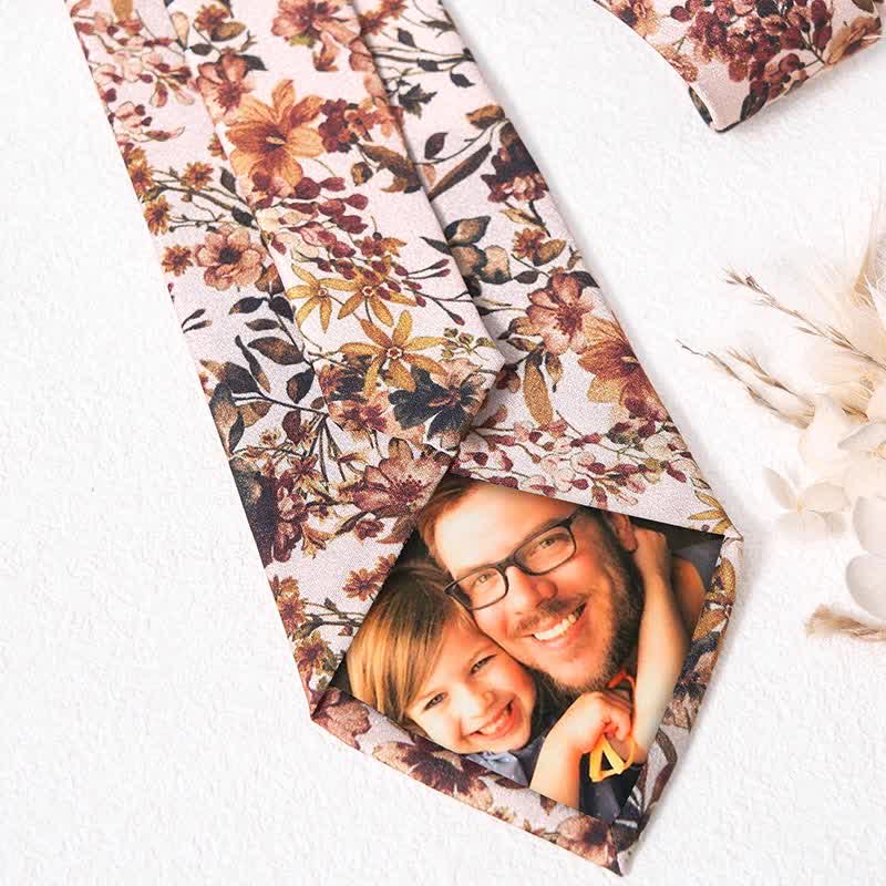 Men's Casual Orange & Ivory Flowers Necktie - Image 5