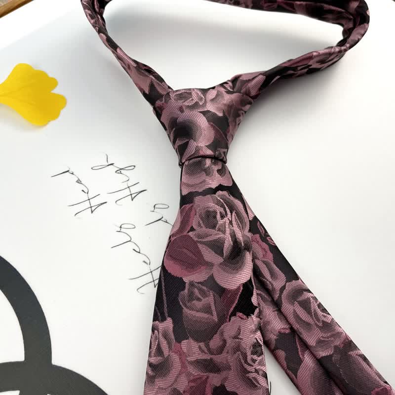 Men's Casual Personality Large Rose Floral Necktie - Image 2