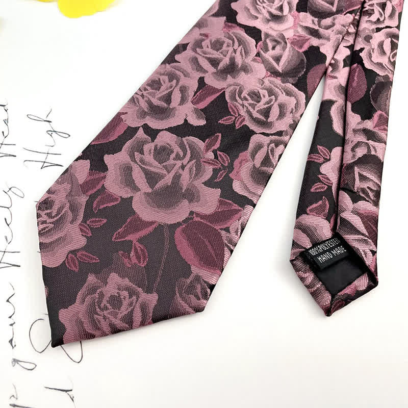 Men's Casual Personality Large Rose Floral Necktie - Image 3