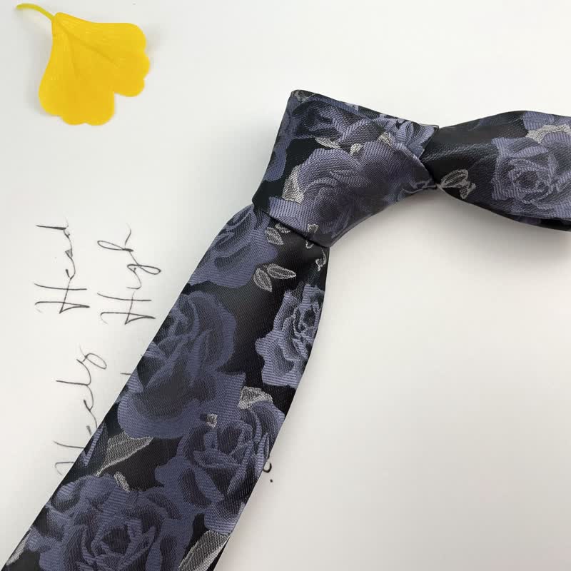 Men's Casual Personality Large Rose Floral Necktie - Image 5
