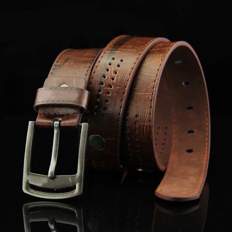 Men's Casual Punk Rivet Antique Hollow Leather Belt - Image 2