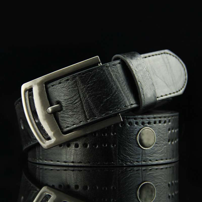 Men's Casual Punk Rivet Antique Hollow Leather Belt - Image 4