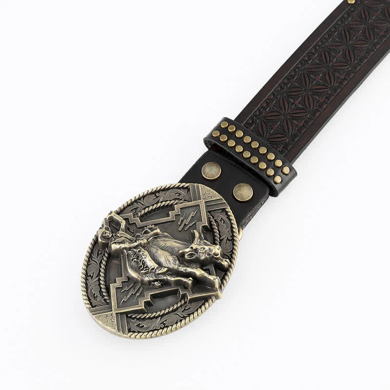 Men's Casual Retro Riding Bull Leather Belt - Image 2