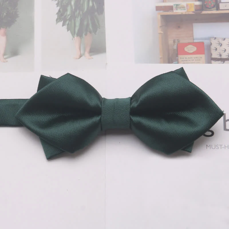 Men's Casual Solid Color Double Layered Pointed Bow Tie - Image 8
