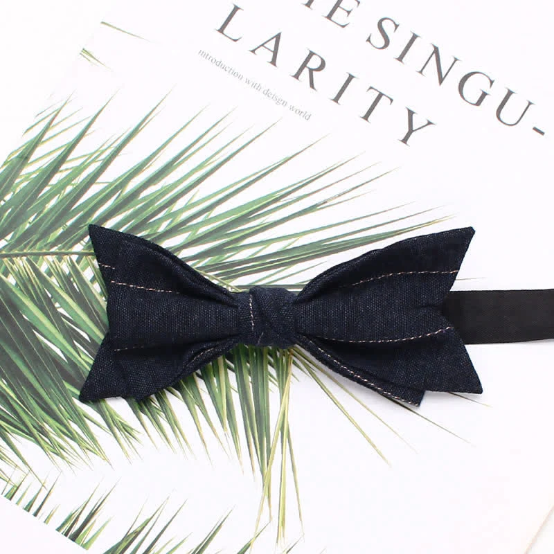 Men's Casual Striped Pointed Shape Wedding Bow Tie - Image 5