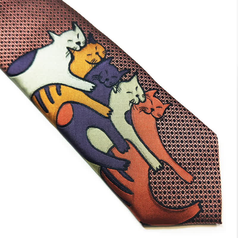 Men's Casual Sweetie Cats Snuggling Necktie - Image 4
