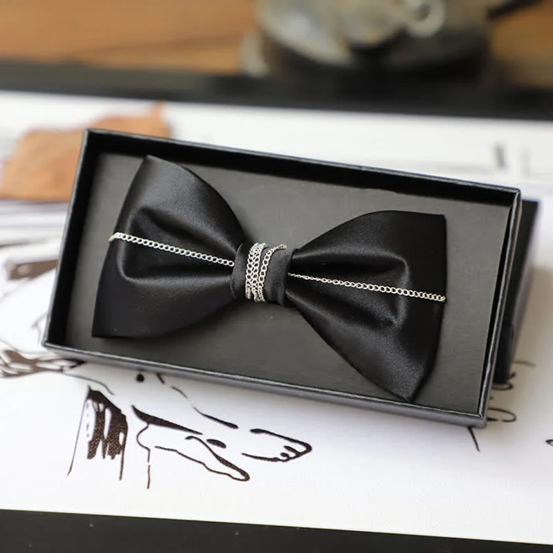 Men's Bling Chain Plain Bow Tie - Image 3