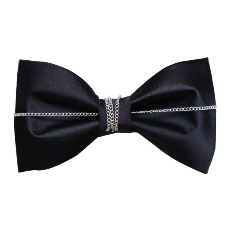 Men's Bling Chain Plain Bow Tie - Image 4