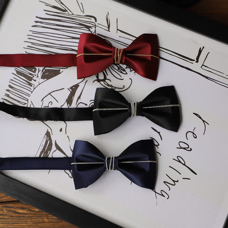 Men's Bling Chain Plain Bow Tie - Image 5