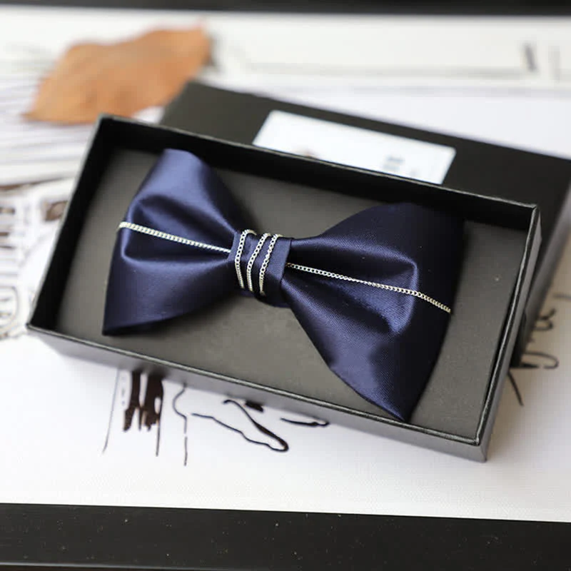 Men's Bling Chain Plain Bow Tie - Image 6
