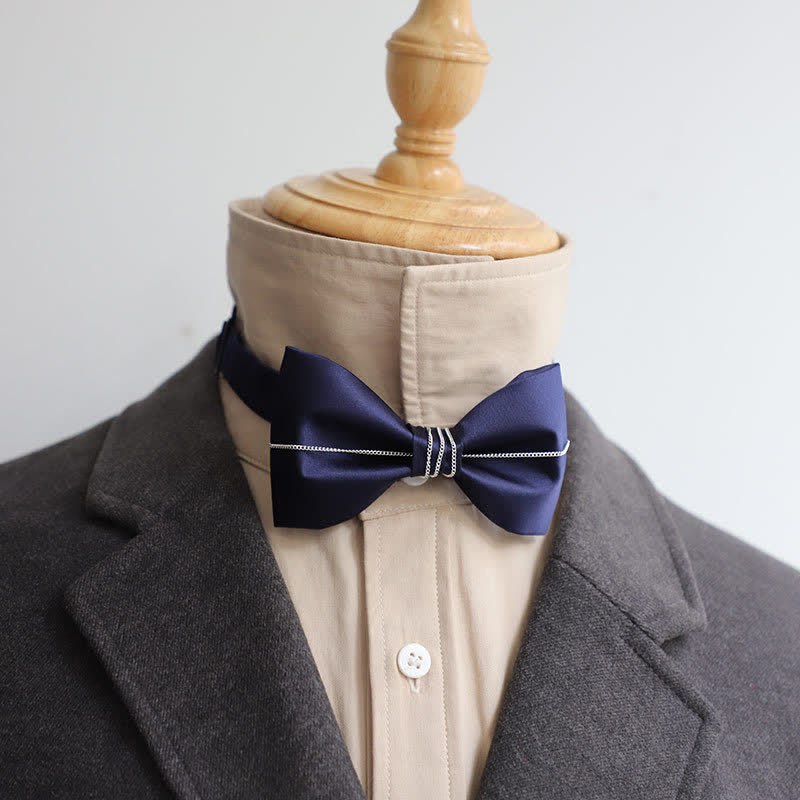 Men's Bling Chain Plain Bow Tie - Image 7
