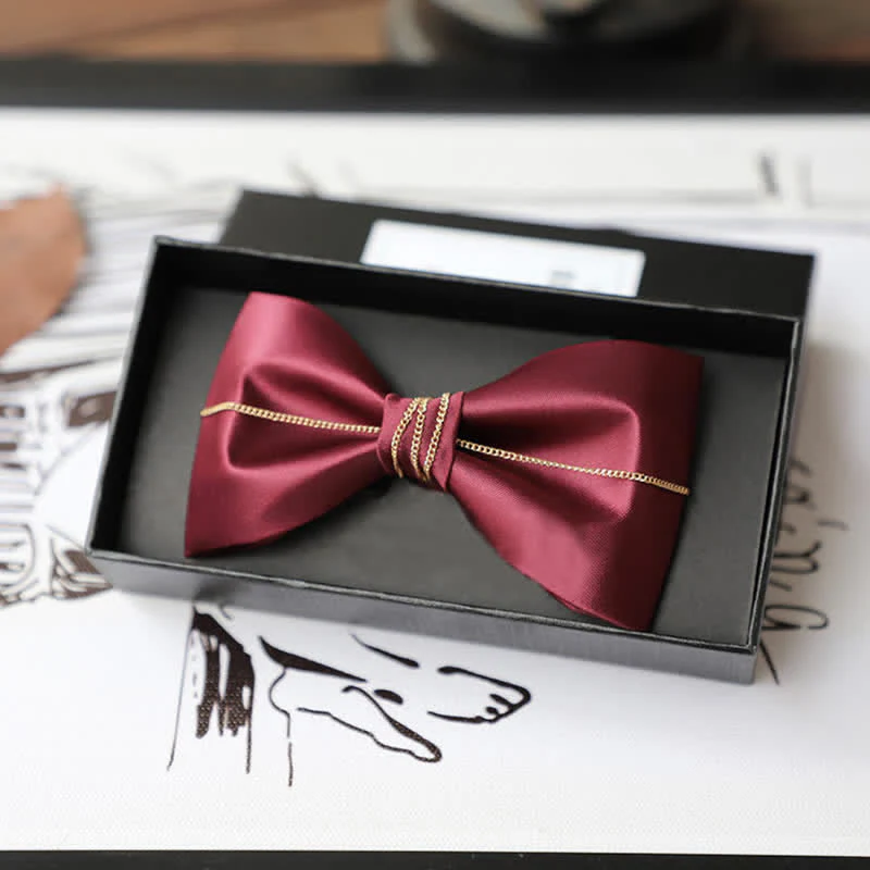 Men's Bling Chain Plain Bow Tie - Image 8