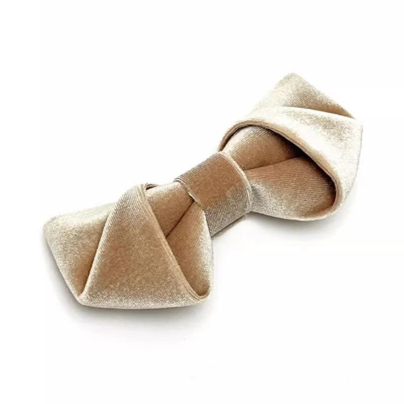 Men's Champagne Brown Series Solid Color Velvet Bow Tie - Image 4