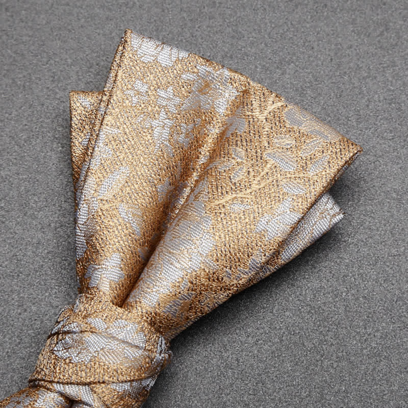 Men's Champagne Flowers Double Layers Bow Tie - Image 5