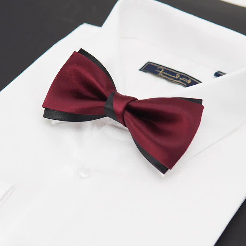 Men's Charming Black & Red Double Layered Bow Tie - Image 3