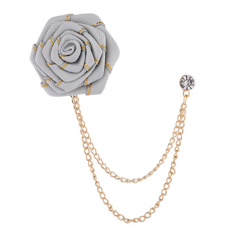 Men's Charming Floral Rose Chain Brooch - Image 15