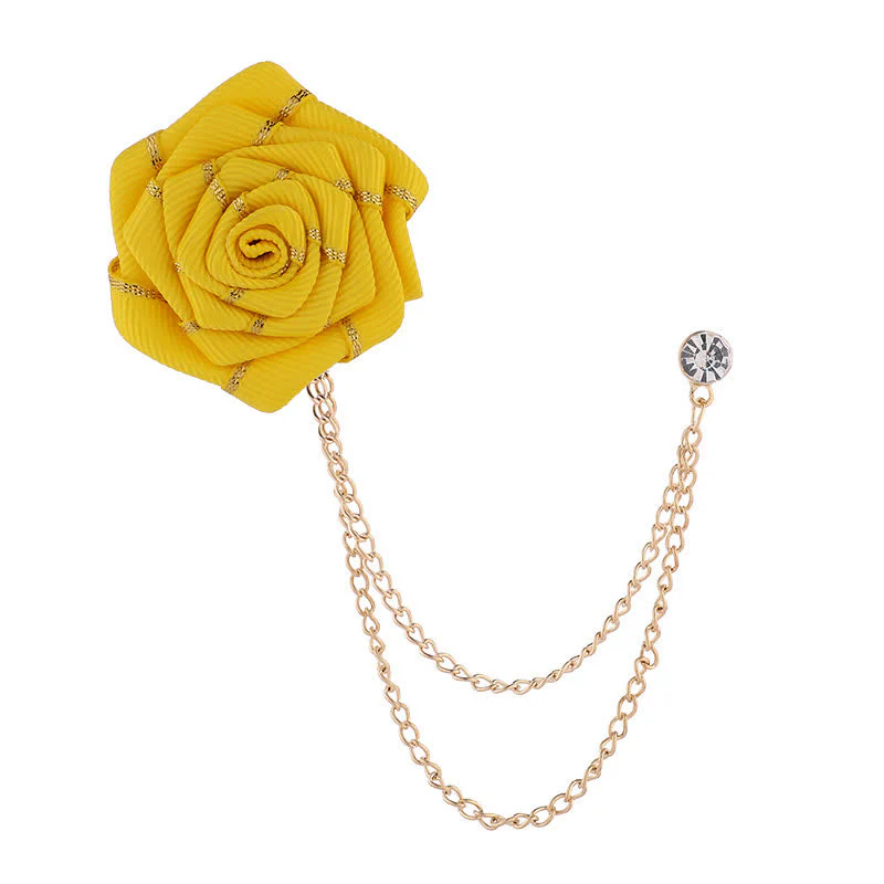 Men's Charming Floral Rose Chain Brooch - Image 6
