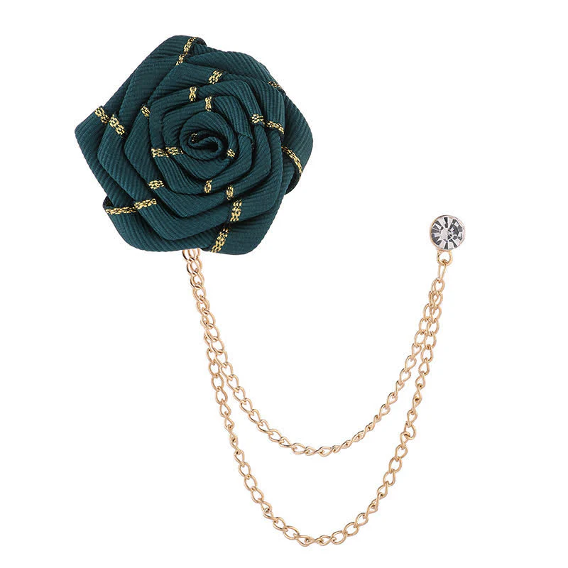 Men's Charming Floral Rose Chain Brooch - Image 8