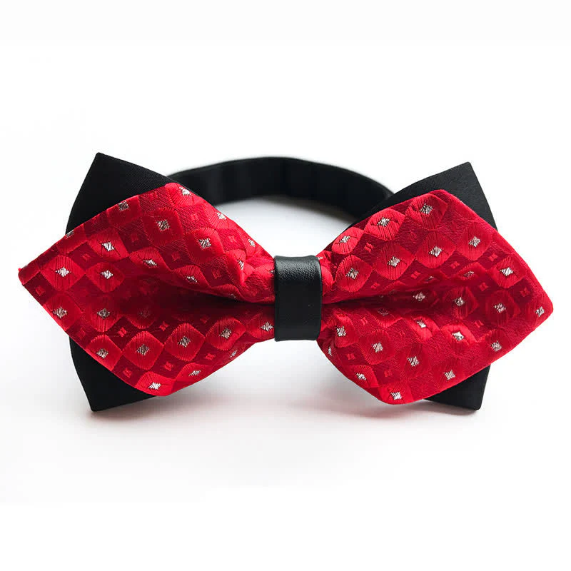 Men's Checkered Shiny Diamond Pointy Bow Tie - Image 3