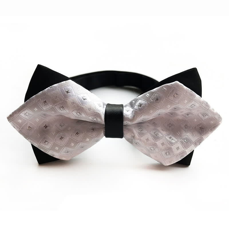 Men's Checkered Shiny Diamond Pointy Bow Tie - Image 4