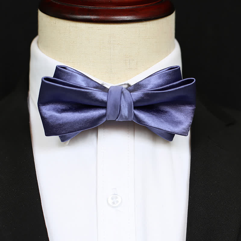Men's Chic Blue Purple Solid Color Bow Tie - Image 10