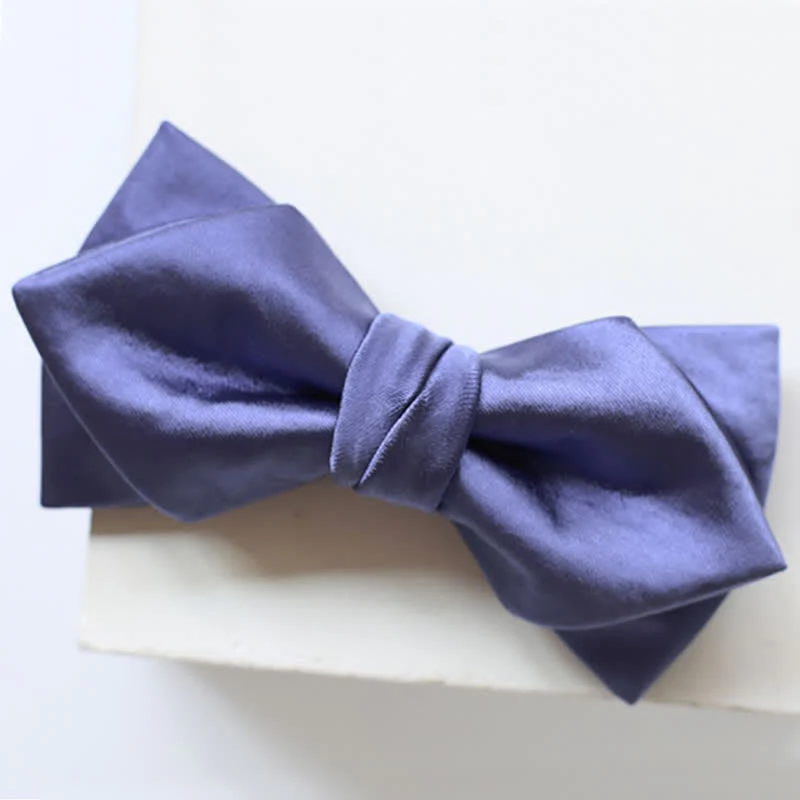 Men's Chic Blue Purple Solid Color Bow Tie - Image 11