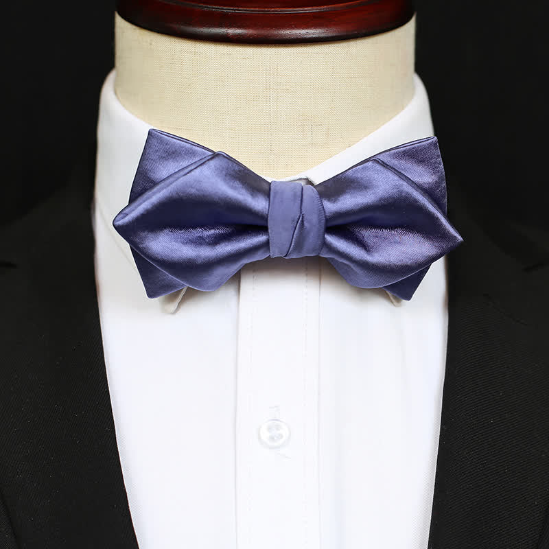 Men's Chic Blue Purple Solid Color Bow Tie - Image 12