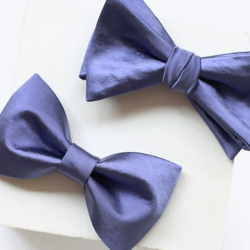 Men's Chic Blue Purple Solid Color Bow Tie - Image 2