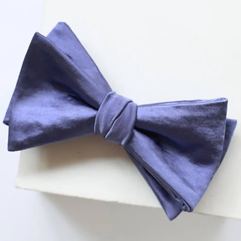 Men's Chic Blue Purple Solid Color Bow Tie - Image 3