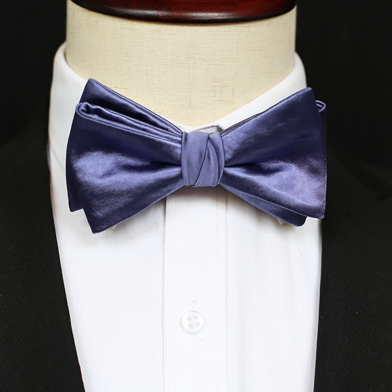 Men's Chic Blue Purple Solid Color Bow Tie - Image 4