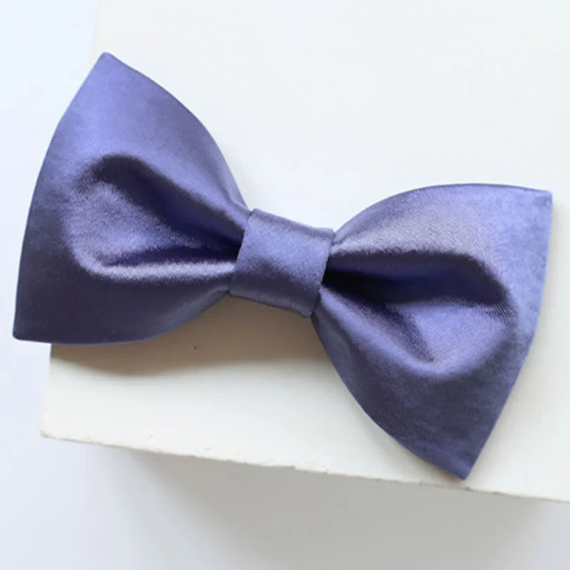 Men's Chic Blue Purple Solid Color Bow Tie - Image 5
