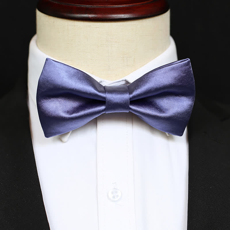 Men's Chic Blue Purple Solid Color Bow Tie - Image 6