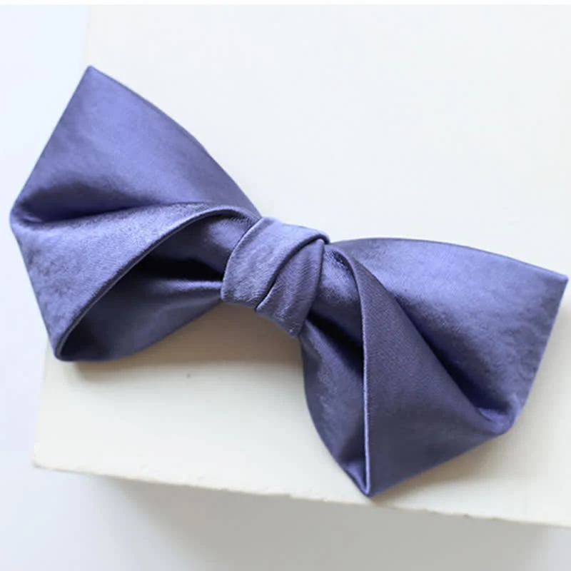 Men's Chic Blue Purple Solid Color Bow Tie - Image 7