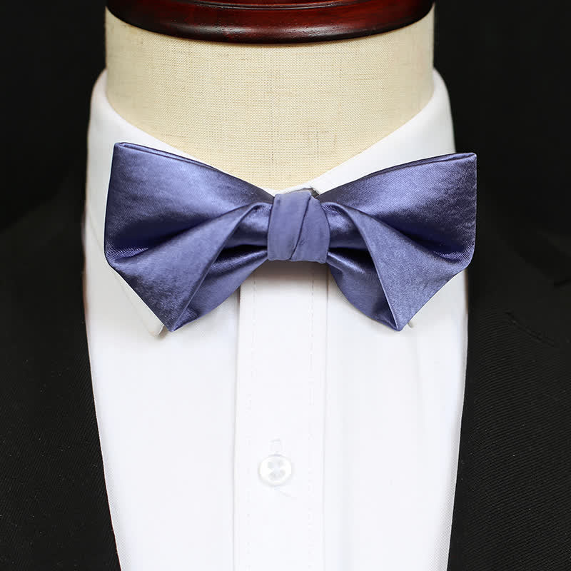 Men's Chic Blue Purple Solid Color Bow Tie - Image 8