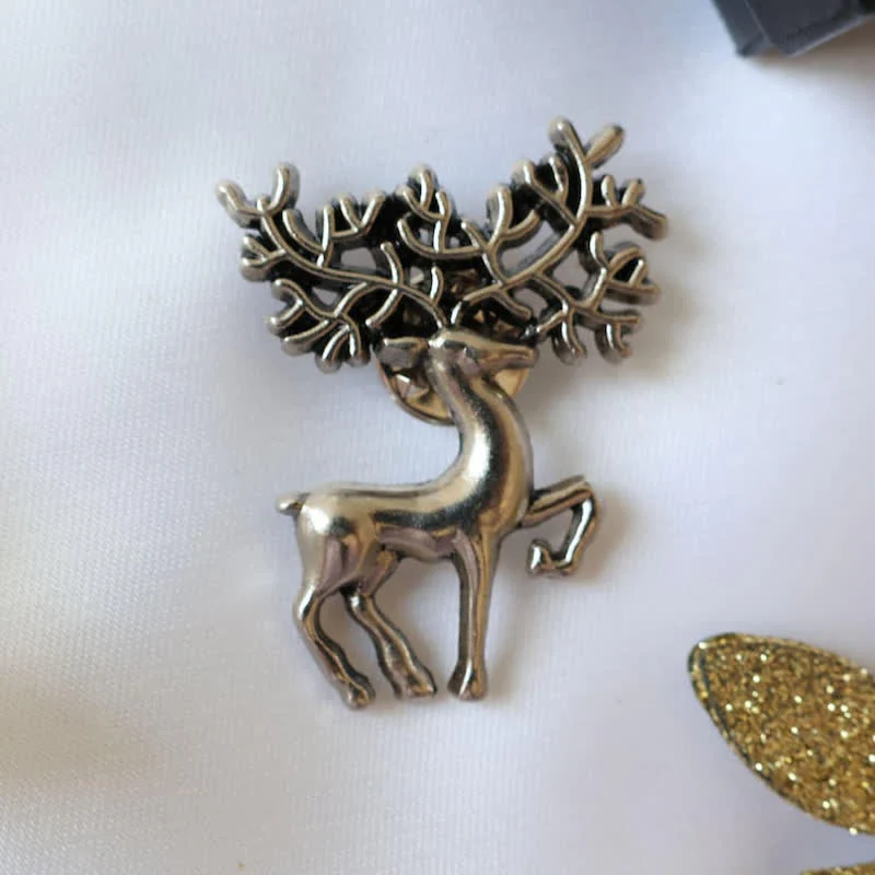 Men's Christmas Elk Silver Deer Suit Accessory Brooch - Image 3