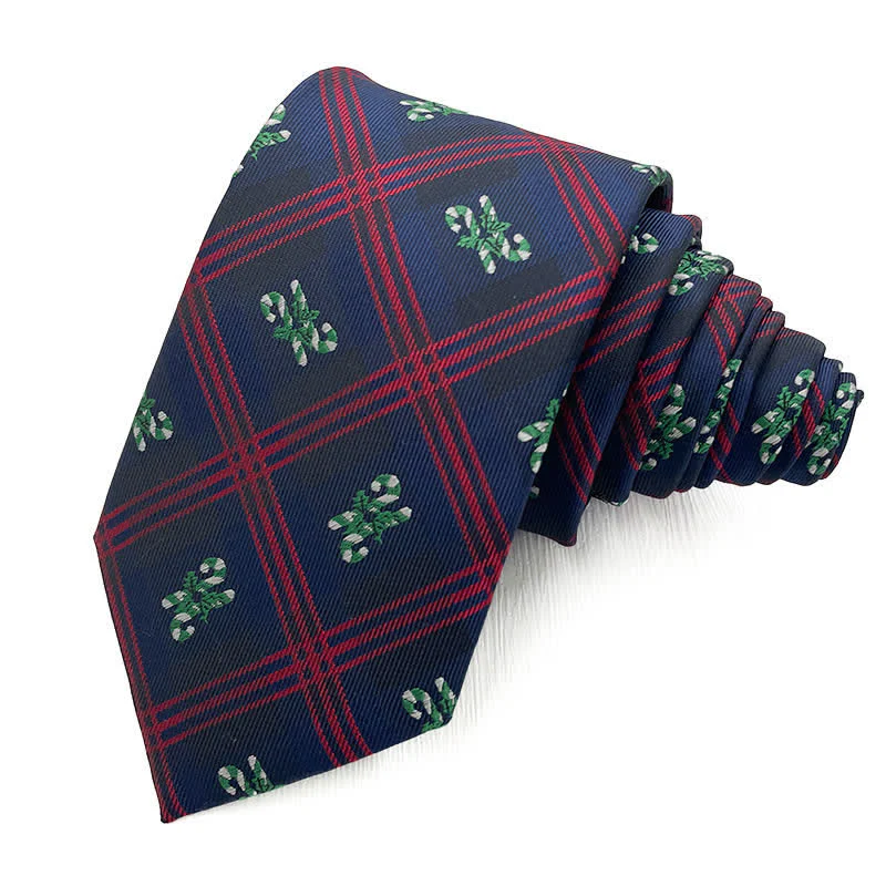 Men's Christmas Snowflake Striped Plaid Necktie - Image 3