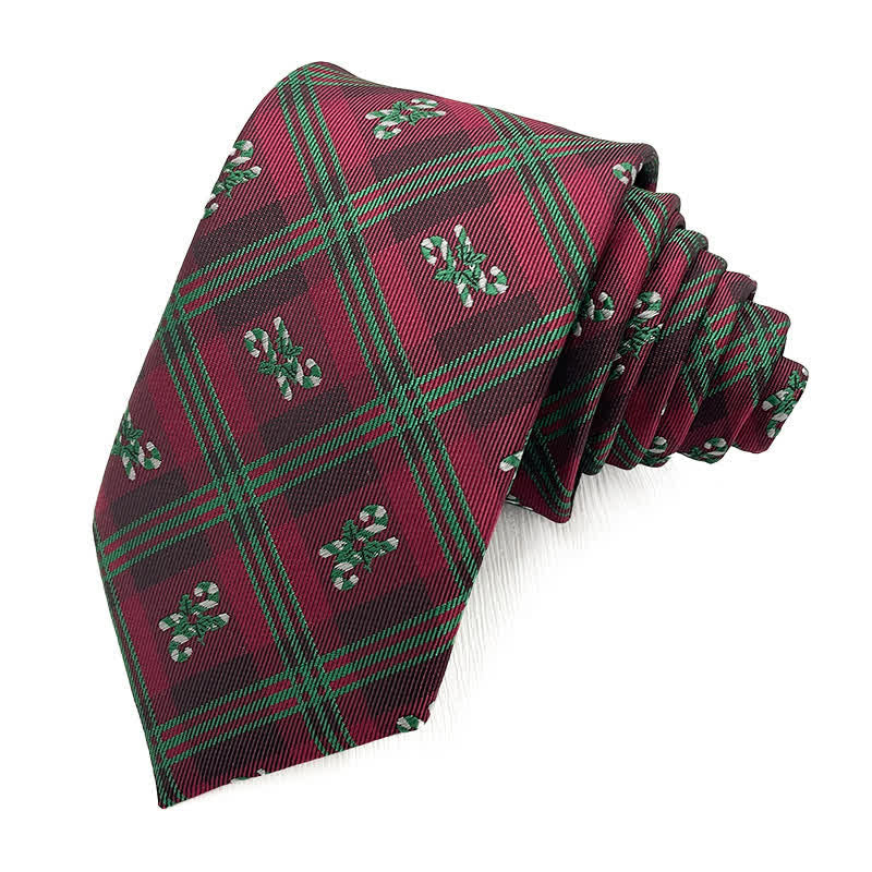 Men's Christmas Snowflake Striped Plaid Necktie - Image 4