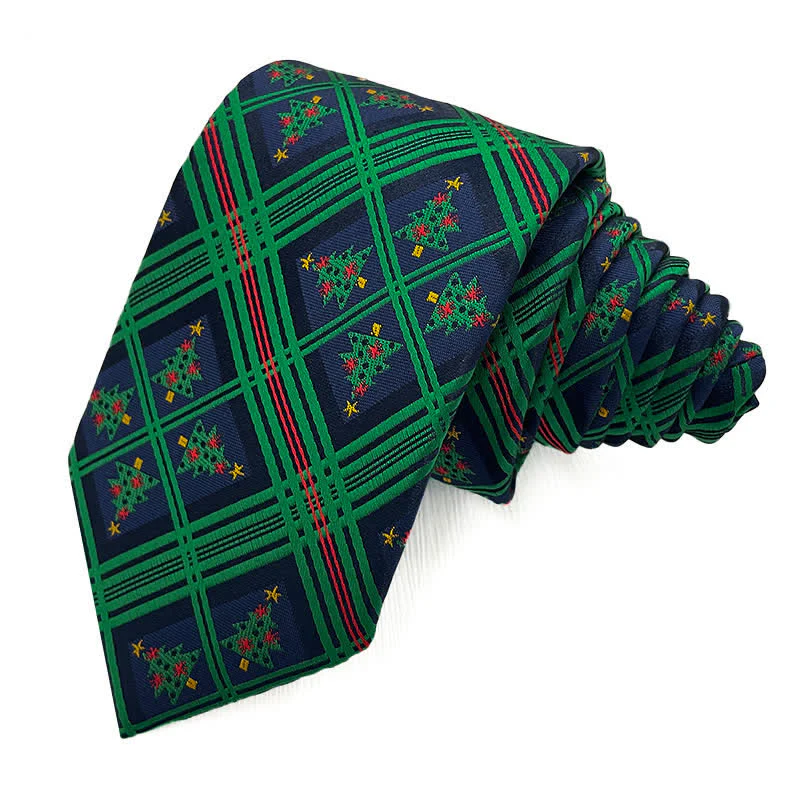 Men's Christmas Snowflake Striped Plaid Necktie - Image 5