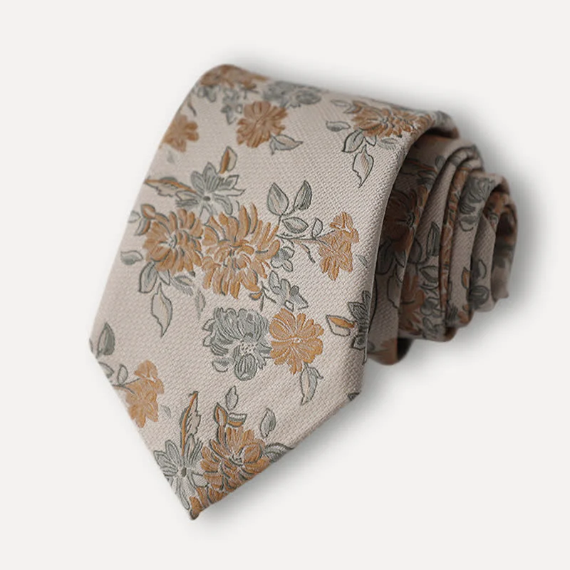 Men's Chrysanthemum Floral Casual Wear Necktie - Image 5