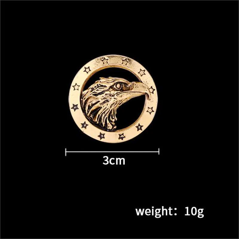 Men's Circle Hawk Head Brooch - Image 5