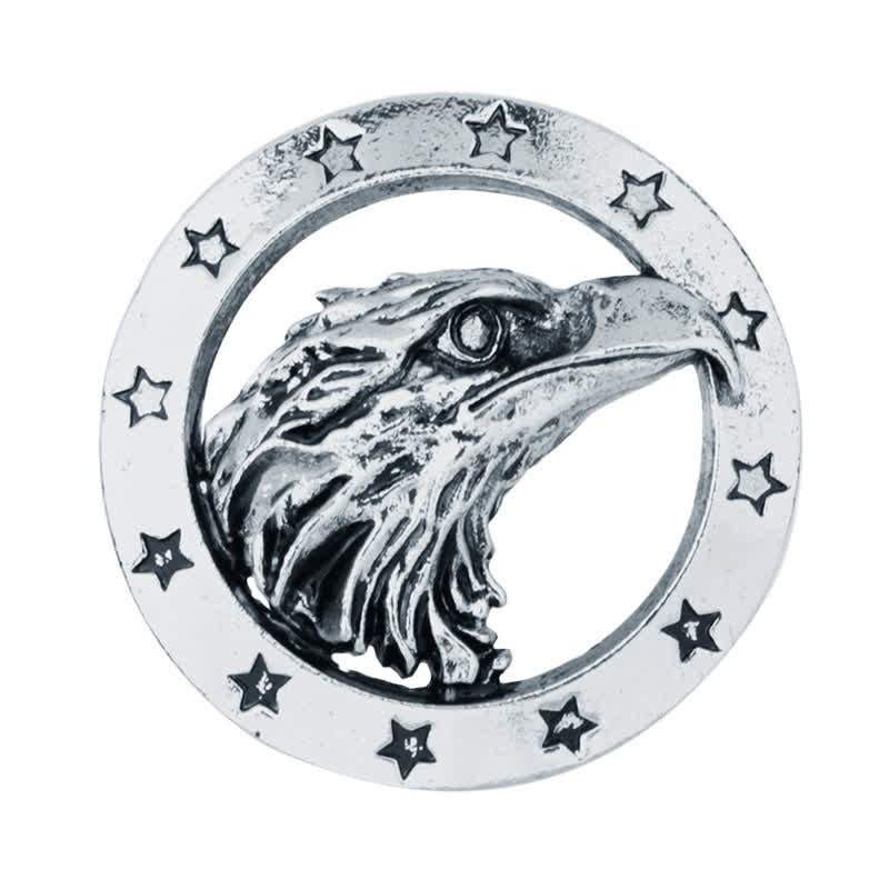 Men's Circle Hawk Head Brooch - Image 8