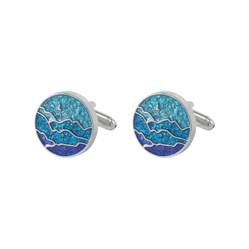 Men's Classic Blue Enamel Snowflake Cufflinks - Image 11